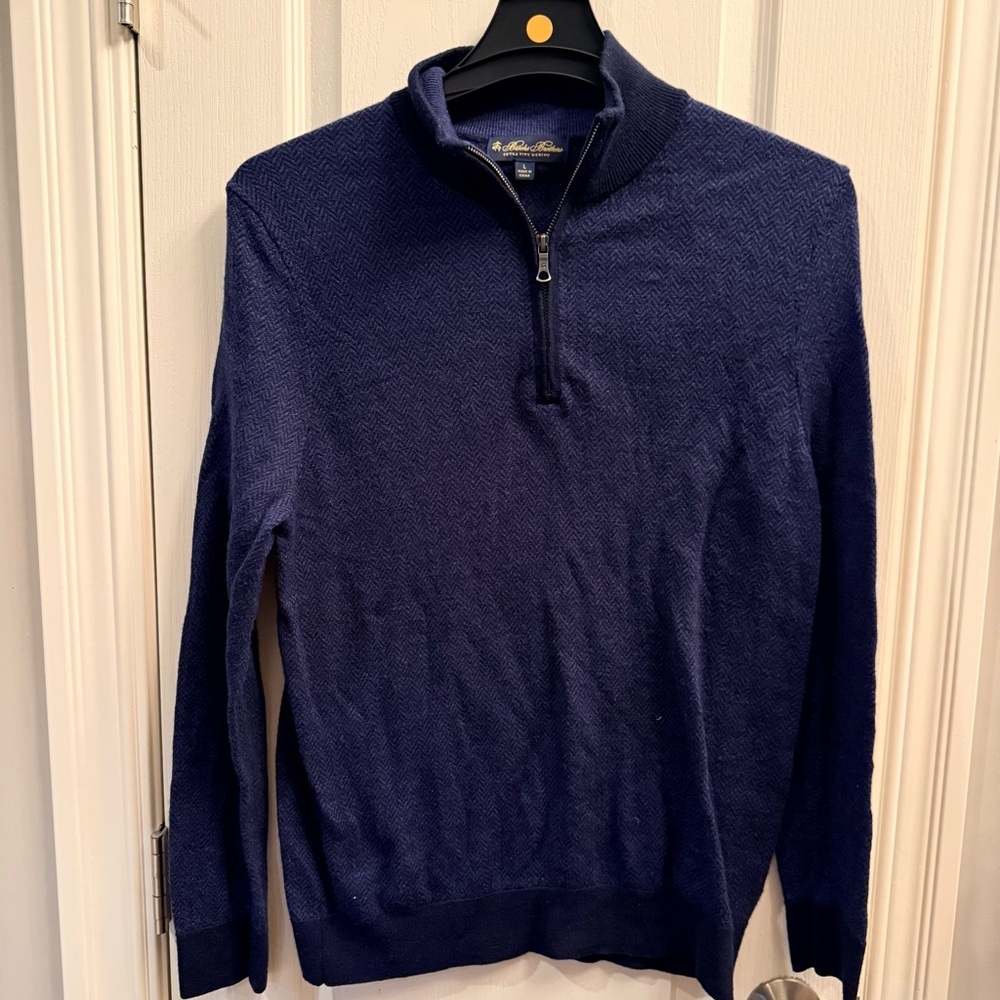 Brooks Brothers Navy Half-Zip Merino wool Sweater. Size Large - Picture 2 of 4